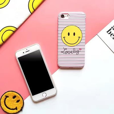 【AO074】★ iPhone6 / 6Plus / 6s / 6sPlus / 7 / 7Plus ★ にこちゃん メッセージ ストライプ iPhoneケース