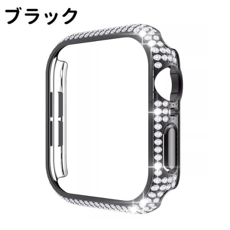 [MO240] ★Apple Watch Bumper case 38mm/40mm/42mm/44mm ★ アップルウォッチ バンパーケース ラインストーン メタリックカラー クリア プラスチック