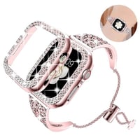 [MO044] ★Apple Watch belt 38mm/41mm/42mm/40mm/44mm/45mm★ アップルウォッチ バンパーケース+替えベルト ブレスレット ラインストーン 高見え