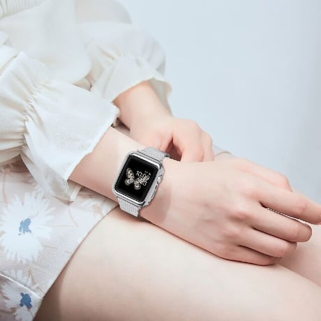 [MO041] ★Apple Watch belt 38mm/41mm/42mm/40mm/44mm/45mm★ アップルウォッチ バンパーケース+スチールバンド 替えベルト メタル スタイリッシュ