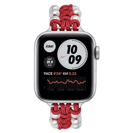 [MO226] ★Apple Watch belt 38mm/40mm/41mm/42㎜/44mm/45mm ★ アップルウォッチ 替えベルト ロープ編み パールビーズ ワンカラー ミックスカラー