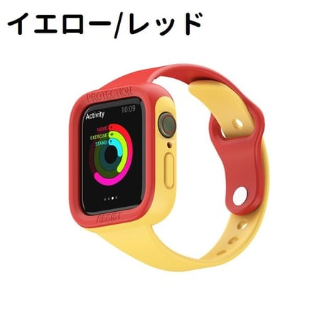 [MO214] ★Apple Watch belt 38mm/41mm/42mm/40mm/44mm/45mm ★ アップルウォッチ バンパーバンド一体型 シリコン バイカラー ビビッドカラー 防水