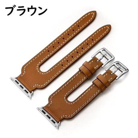 [MO131] ★Apple Watch belt 38mm/42mm/40mm/44mm★ アップルウォッチ 替えベルト 2連レザー ダブルベルト 幅広 ワイド ステッチ