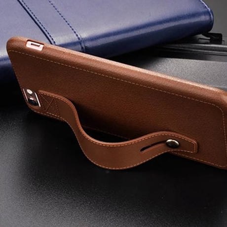 【AO081】★ iPhone6 / 6Plus / 6s / 6sPlus ★ ベルト付き 落下防止 レザー調 iPhoneケース