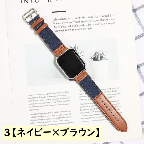 [MO062] ★Apple Watch belt 38mm/41mm/42mm/40mm/44mm/45mm★ アップルウォッチ 替えバンド デニム＆レザー 異素材MIX ハイブリット