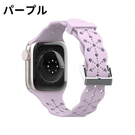 [MO220] ★Apple Watch belt 38mm/41mm/42mm/40mm/44mm/45mm ★ アップルウォッチ 替えベルト シリコン パンチング 結晶柄 レース風 防水 通気性