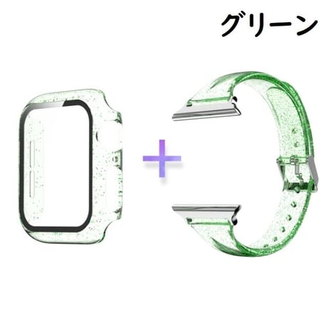 [MO106] ★Apple Watch belt 38mm/42mm/40mm/44mm★ アップルウォッチ バンパーケース+替えベルト セット キラキラ ラメ クリアストラップ シリコン
