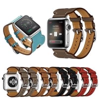 [MO131] ★Apple Watch belt 38mm/42mm/40mm/44mm★ アップルウォッチ 替えベルト 2連レザー ダブルベルト 幅広 ワイド ステッチ