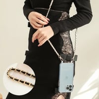 [MO193] ★iPhone7/8/SE(第2.3世代)/12/13/Pro/Pro Max/mini★ iPhoneケース ショルダー レザーチェーンストラップ シェル型  クリア アクリル