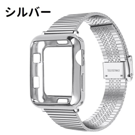[MO041] ★Apple Watch belt 38mm/41mm/42mm/40mm/44mm/45mm★ アップルウォッチ バンパーケース+スチールバンド 替えベルト メタル スタイリッシュ