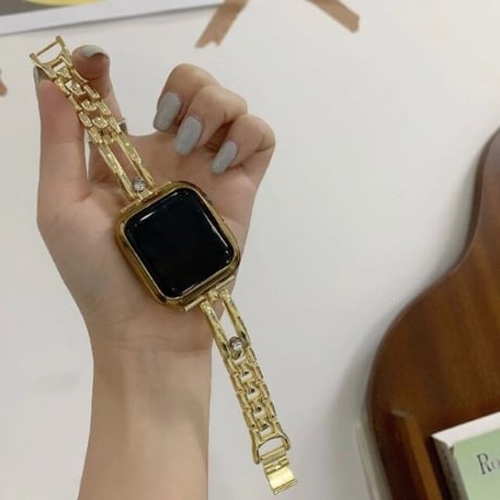 [MO225] ★Apple Watch belt 38mm/40mm/41mm/42㎜/44mm/45mm ★ アップルウォッチ 替えベルト 2本ライン ラインストーン メタル ステンレススチール