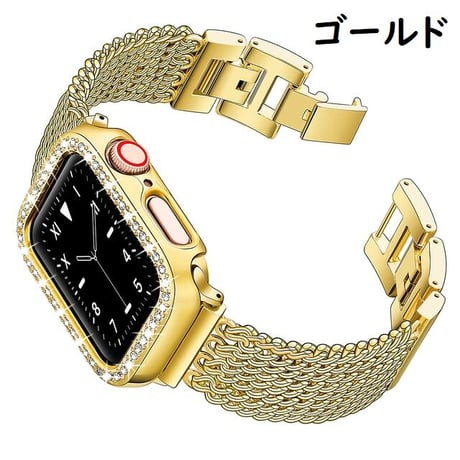 [MO143] ★Apple Watch belt 38mm/41mm/42mm/40mm/44mm/45mm★ アップルウォッチ バンパーケース+替えベルト セット ブレスレット チェーン メタル