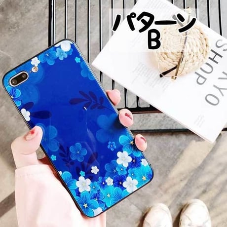 [MD397] ★ iPhone 6 / 6s / 6Plus / 6sPlus / 7 / 7Plus / 8 / 8Plus / X ★ シェルカバー ケース ブルー フラワー 綺麗