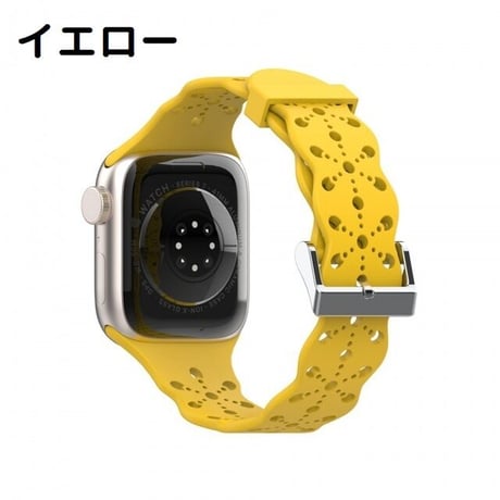 [MO220] ★Apple Watch belt 38mm/41mm/42mm/40mm/44mm/45mm ★ アップルウォッチ 替えベルト シリコン パンチング 結晶柄 レース風 防水 通気性