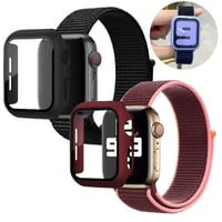 [MO140-2] ★Apple Watch belt 38mm/41mm/42mm/40mm/44mm/45mm★ アップルウォッチ バンパーケース+ナイロンベルト セット ループ 縁取り 軽量