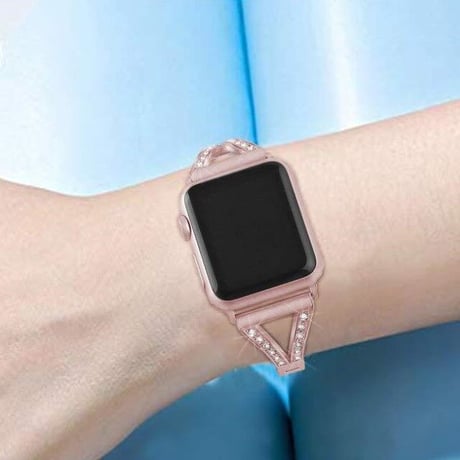 [MO228] ★Apple Watch belt 38mm/40mm/42㎜/44mm ★ アップルウォッチ 替えベルト トライアングルデザイン ブレスレット ラインストーン 華奢 ラグジュアリー