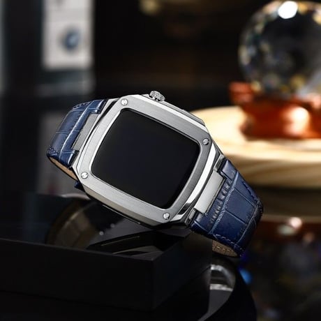 [MO063] ★Apple Watch belt 40mm/44mm★ アップルウォッチ バンパーケース+替えベルト クロコダイル風 レザー＆ステンレス 高級感 セット