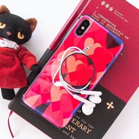 [MD441] ★ iPhone 6 / 6s / 6Plus / 6sPlus / 7 / 7Plus / 8 / 8Plus / X ★ シェルカバー ケース ハート グラデーション 便利 可愛い