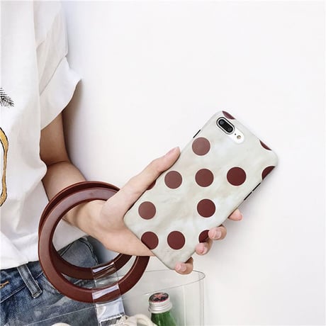 [NW557] ★ iPhone 6 / 6s / 6Plus / 6sPlus / 7 / 7Plus  / 8 / 8Plus / X ★ シェルカバー ケース ヴィンテージ レトロ ドット 水玉