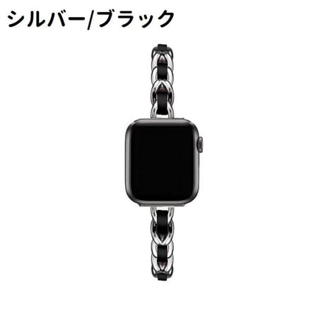 [MO238] ★Apple Watch belt 38mm/40mm/42mm/44mm ★ アップルウォッチ 替えベルト レザーチェーン 細ベルト 異素材ミックス ブレスレット 高見え