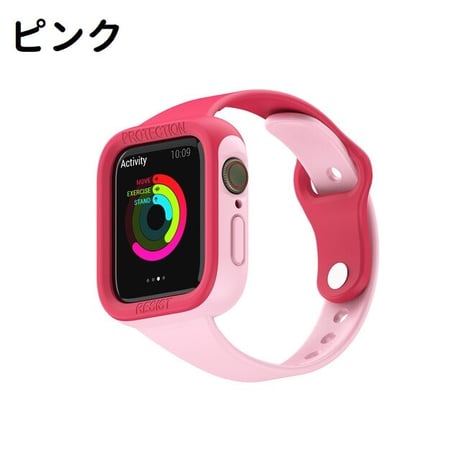 [MO214] ★Apple Watch belt 38mm/41mm/42mm/40mm/44mm/45mm ★ アップルウォッチ バンパーバンド一体型 シリコン バイカラー ビビッドカラー 防水