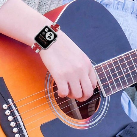 [MO226] ★Apple Watch belt 38mm/40mm/41mm/42㎜/44mm/45mm ★ アップルウォッチ 替えベルト ロープ編み パールビーズ ワンカラー ミックスカラー