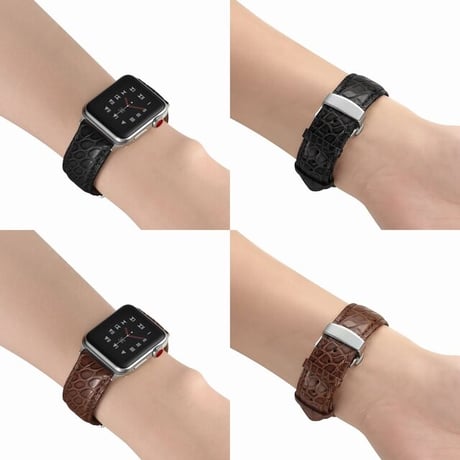 [MO156] ★Apple Watch belt 38mm/42mm/40mm/44mm★ アップルウォッチ 替えベルト レザー クロコダイル型 高級感 通勤 通学