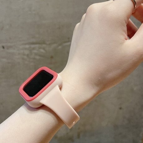 [MO214] ★Apple Watch belt 38mm/41mm/42mm/40mm/44mm/45mm ★ アップルウォッチ バンパーバンド一体型 シリコン バイカラー ビビッドカラー 防水