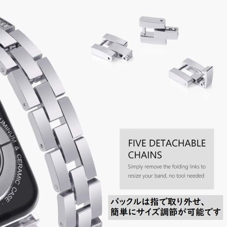[MO135] ★Apple Watch belt 38mm/41mm/42mm/40mm/44mm/45mm★ アップルウォッチ 替えベルト 4列ラインストーン 切り替え ゴージャス ブレスレット