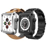 [MO218] ★Apple Watch belt 38mm/42mm/40mm/44mm ★ アップルウォッチ バンパー+替えベルト タイプ選べる メタリック レザー フルメタル ハイブリット