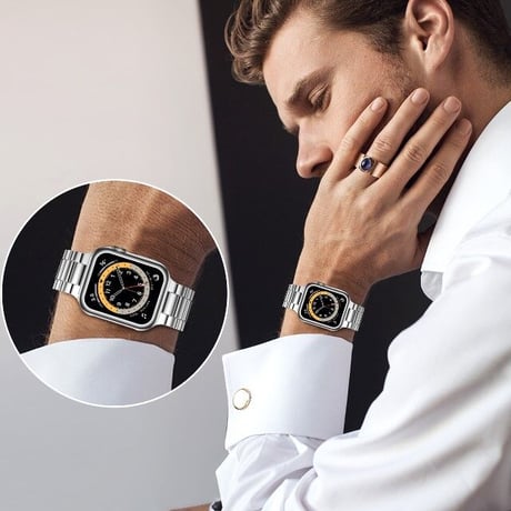 [MO205] ★Apple Watch belt 38mm/41mm/42mm/40mm/44mm/45mm ★ アップルウォッチ 替えベルト メタリック ステンレススチール 調節ツール付き
