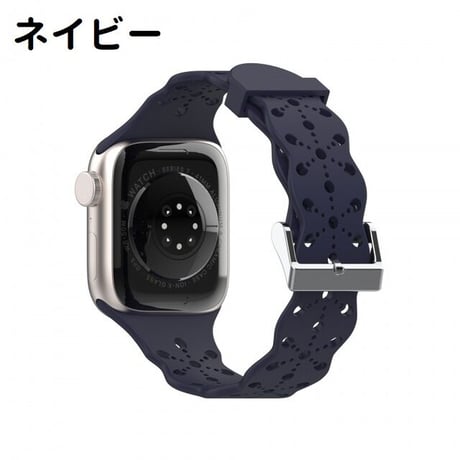 [MO220] ★Apple Watch belt 38mm/41mm/42mm/40mm/44mm/45mm ★ アップルウォッチ 替えベルト シリコン パンチング 結晶柄 レース風 防水 通気性
