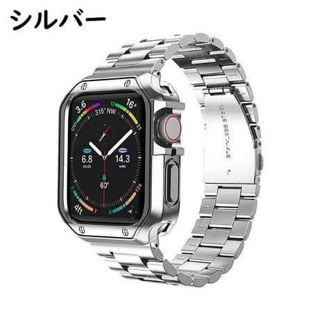 [MO074] ★Apple Watch belt 38mm/40mm/41mm/42mm/44mm/45mm★ アップルウォッチ TPUバンパーケース+ステンレスベルト ラインアクセント ワンカラー