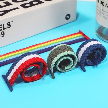 [MO145] ★Apple Watch belt 38mm/41mm/42mm/40mm/44mm/45mm★ アップルウォッチ 替えベルト ブレイデッドソロループ シームレス バイカラー