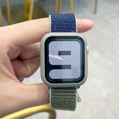[MO140-1] ★Apple Watch belt 38mm/41mm/42mm/40mm/44mm/45mm★ アップルウォッチ バンパーケース+ナイロンベルト セット ループ バイカラー 軽量