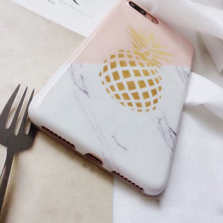 [NW203]  ★ iPhone 6 / 6s / 6Plus / 6sPlus / 7 / 7Plus / 8 / 8Plus ★ シェルカバー ケース 大理石 パターン パイナップル