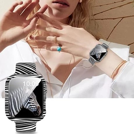 [MO126] ★Apple Watch belt 38mm/42mm/40mm/44mm★ アップルウォッチ バンパーケース+シリコンベルト セット プリント アニマル 花柄