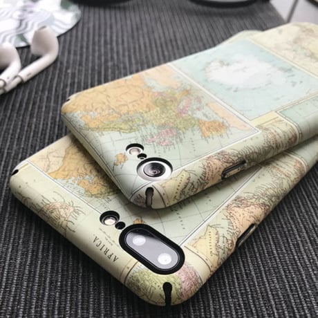 [NW334] ★ iPhone 6 / 6s / 6Plus / 6sPlus / 7 / 7Plus / 8 / 8Plus ★ シェルカバー ケース 世界 地図 マップ クラシック
