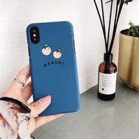 [MD417] ★ iPhone 6 / 6s / 6Plus / 6sPlus / 7 / 7Plus / 8 / 8Plus / X ★ シェルカバー ケース ピーチ シンプル ブルー