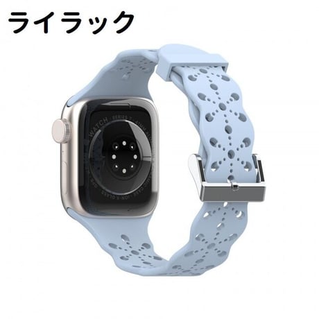 [MO220] ★Apple Watch belt 38mm/41mm/42mm/40mm/44mm/45mm ★ アップルウォッチ 替えベルト シリコン パンチング 結晶柄 レース風 防水 通気性