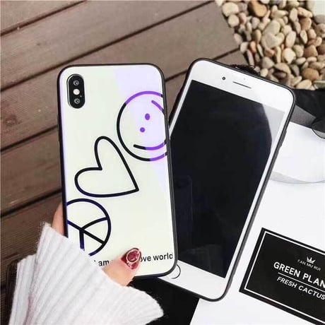 [MD392] ★ iPhone 6 / 6s / 6Plus / 6sPlus / 7 / 7Plus / 8 / 8Plus / X ★ シェルカバー ケース ニコちゃん ハート 可愛い キラキラ