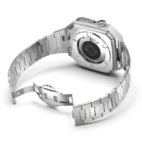 [MO034] ★Apple Watch belt 44mm/45mm★ アップルウォッチ バンパーケース+替えベルト セット ステンレス フルメタル 高見え シンプル