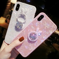 [NW565] ★ iPhone 6 / 6s / 6Plus / 6sPlus / 7 / 7Plus  / 8 / 8Plus / X ★ シェルカバー ケース ウサギ キラキラ リング付き