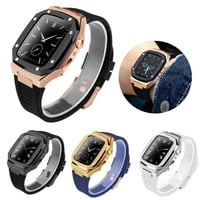 [MO066] ★Apple Watch belt 41mm/44mm/45mm★ アップルウォッチ バンパーケース+替えベルト セット ラバー＆ステンレス ハイブリットデザイン バイカラー