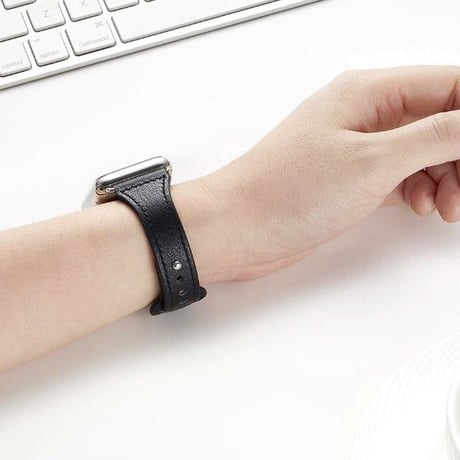 [MO150] ★Apple Watch belt 38mm/42mm/40mm/44mm★ アップルウォッチ 替えベルト シンプル 華奢 レザー 穴止め式 ステッチ 通勤 通学
