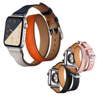 [MO159] ★Apple Watch belt 38mm/42mm/40mm/44mm★ アップルウォッチ 替えベルト レザー ダブルループ 2連 ワンカラー バイカラー
