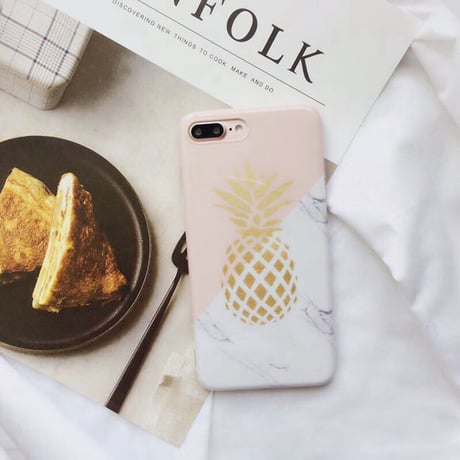 [NW203]  ★ iPhone 6 / 6s / 6Plus / 6sPlus / 7 / 7Plus / 8 / 8Plus ★ シェルカバー ケース 大理石 パターン パイナップル