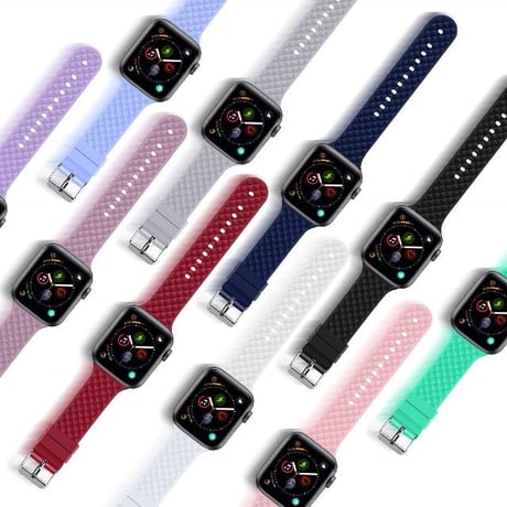 [MO155] ★Apple Watch belt 38mm/42mm/40mm/44mm★ アップルウォッチ 替えベルト シリコン キルティング風 格子柄 シンプル 防水