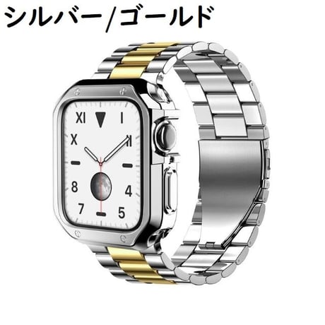 [MO074] ★Apple Watch belt 38mm/40mm/41mm/42mm/44mm/45mm★ アップルウォッチ TPUバンパーケース+ステンレスベルト ラインアクセント ワンカラー