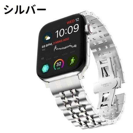 [MO207] ★Apple Watch belt 38mm/42mm/40mm/44mm★ アップルウォッチ 替えベルト メタリック ステンレススチール ワンカラー ラインアクセント ビジネスシーン